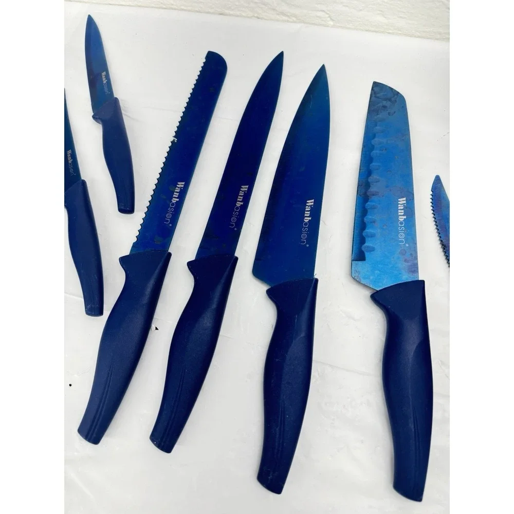 Wanbasion Kitchen Knife Set - 11 Piece Stainless‎ Steel Set Blue Preowned